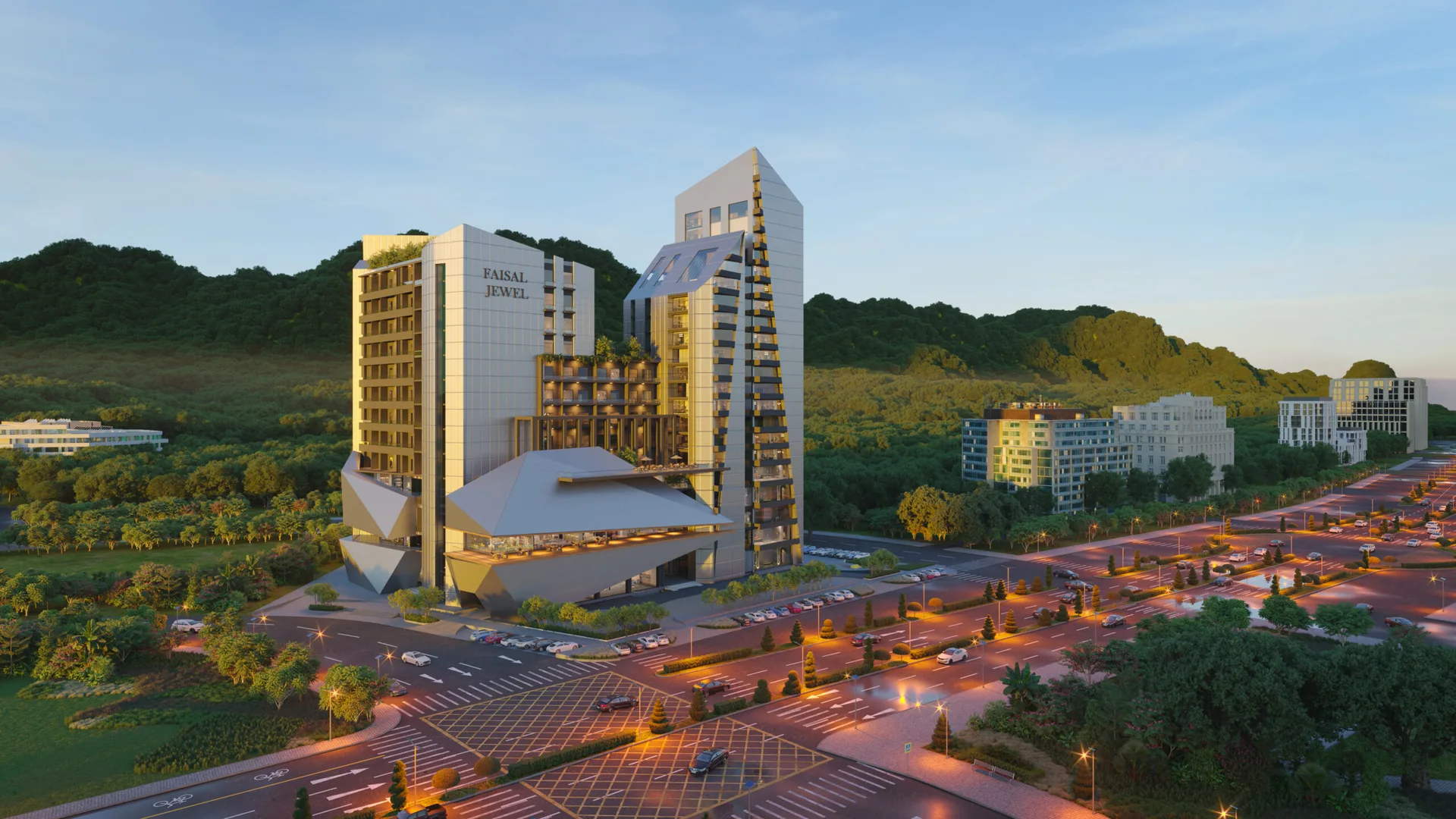 Aerial view of Faisal Hills, a prime location for Faisal Hills investment 2025, showcasing modern infrastructure and green spaces.